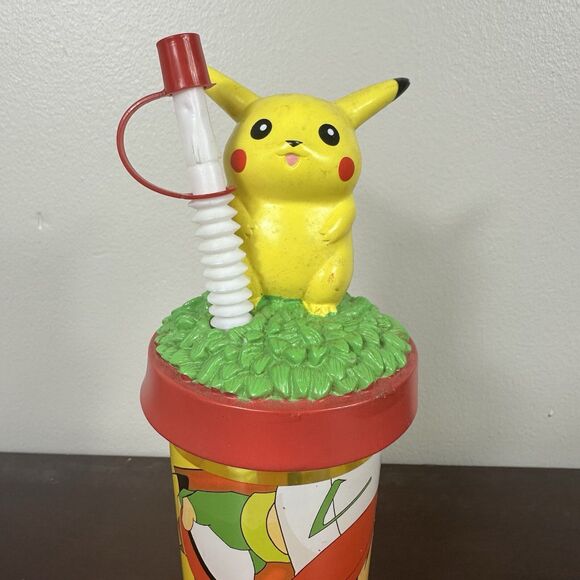 Pokémon Pikachu Lidded Tumbler Cup With Straw Vintage Pokemon Nintendo 1999 - Picture 2 of 7